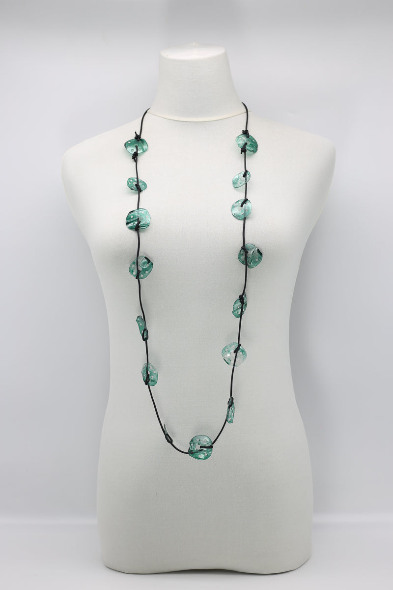 Aqua Lotus Root Necklace - Hand-painted - Small - Jianhui London
