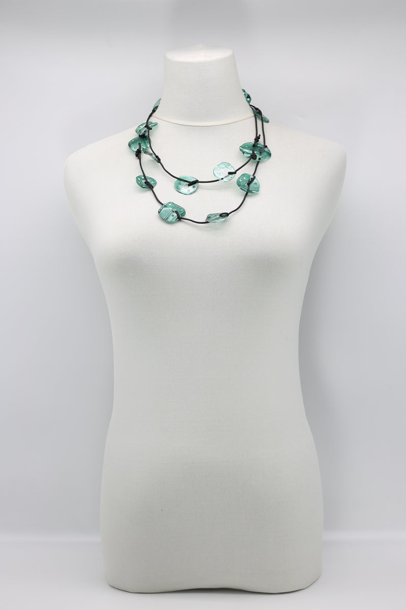 Aqua Lotus Root Necklace - Hand-painted - Small - Jianhui London