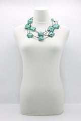 Aqua Plain Necklace - Hand-painted - Large - Jianhui London