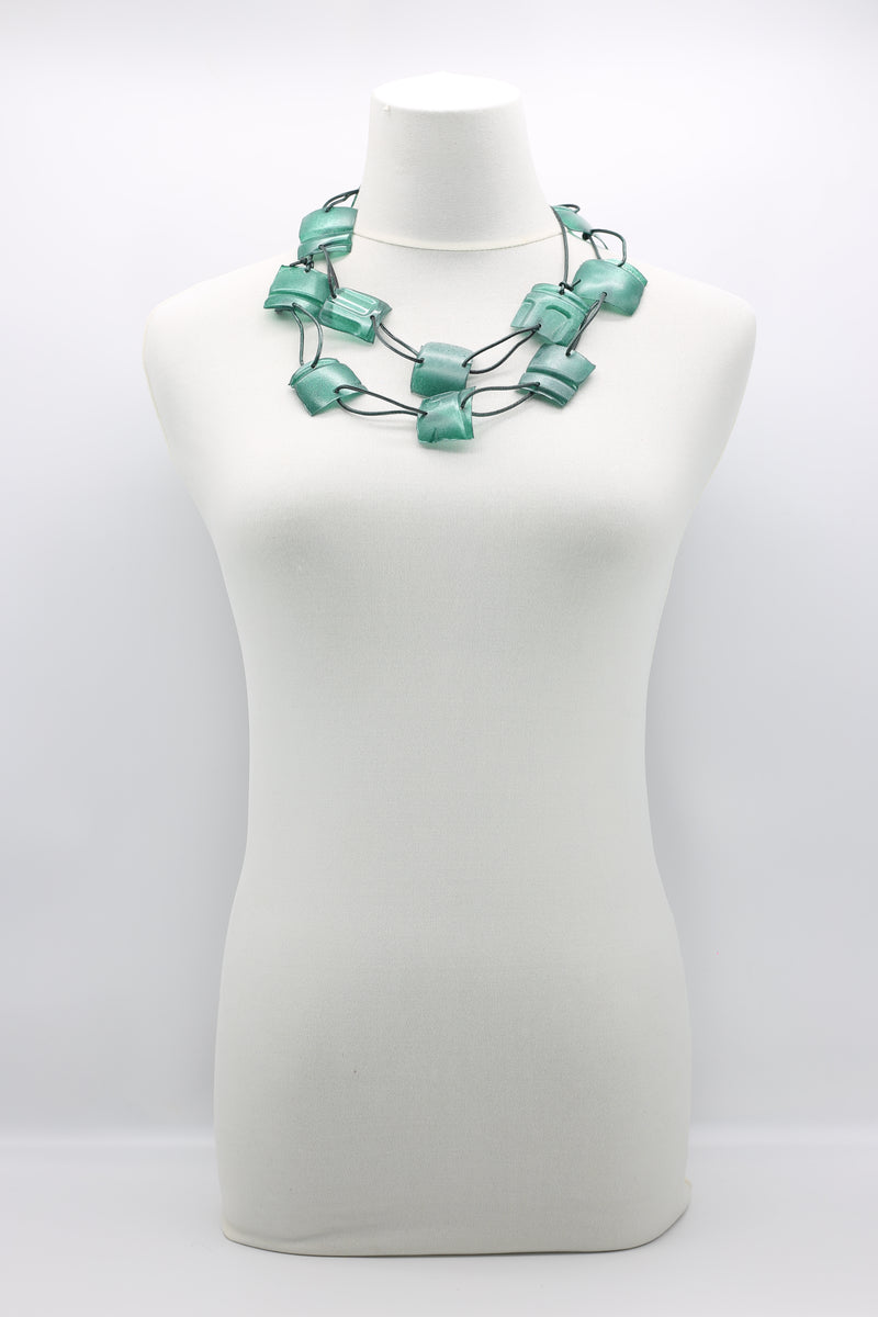 Aqua Plain Necklace - Hand-painted - Large - Jianhui London