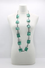 Aqua Plain Necklace - Hand-painted - Large - Jianhui London