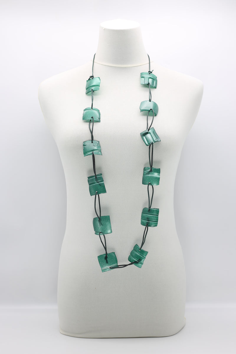 Aqua Plain Necklace - Hand-painted - Large - Jianhui London