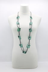 Aqua Lotus Root Necklace - Hand-painted - Large - Jianhui London