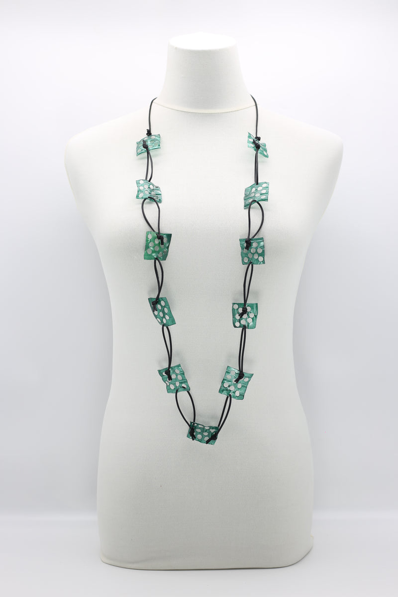 Aqua Lotus Root Necklace - Hand-painted - Large - Jianhui London