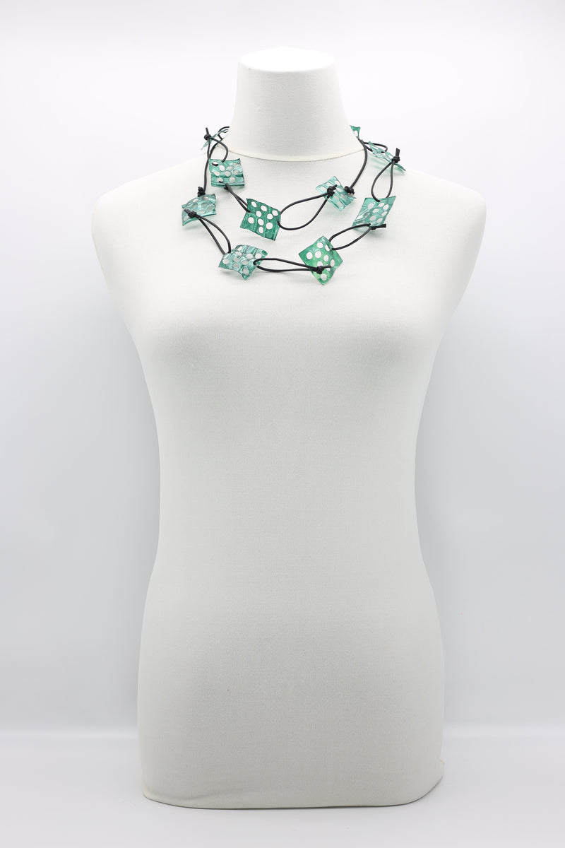 Aqua Lotus Root Necklace - Hand-painted - Large - Jianhui London