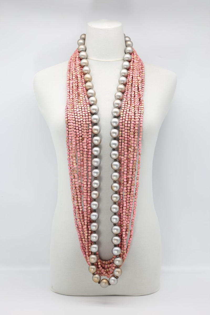 Next Pashmina & Round Beads Necklace Set - Hand Painted - Jianhui London