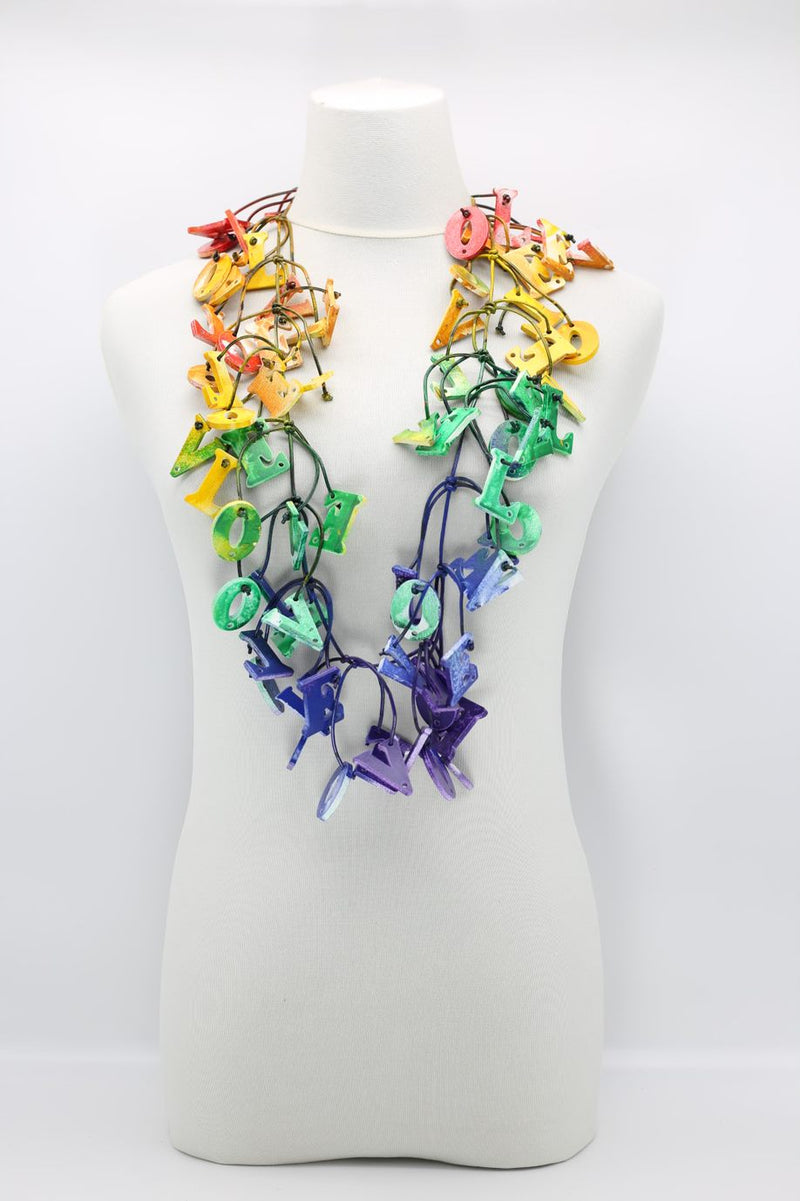 Big LOVE Necklace - Hand-painted - Rainbow - Jianhui London
