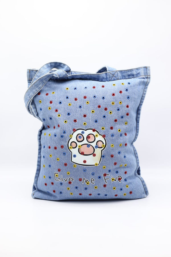 Handmade recycled denim bag - Jianhui London