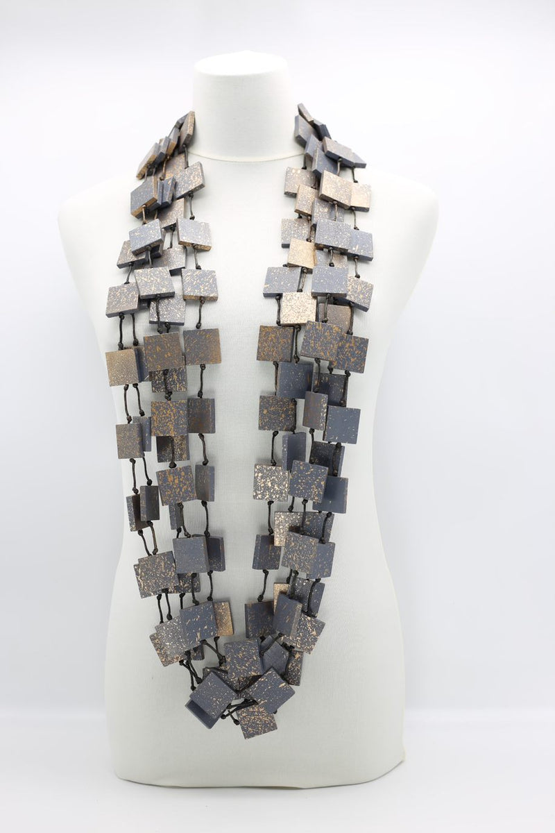 5 Strand 3x3 Squares Necklace - Hand painted - Jianhui London