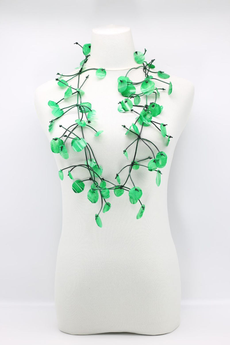 Upcycled plastic bottles - Aqua Willow Tree & Water lily Necklace - Duo- Hand-painted - Jianhui London